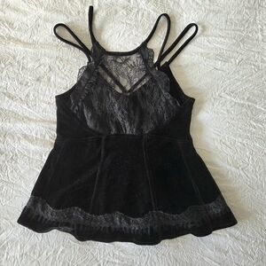 Free People Ellie Black Velvet Dahl Strap Cami